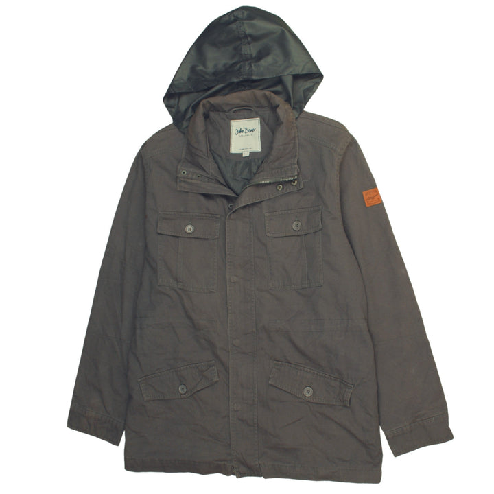 John Baner Men's Brown Hooded Cotton Parka Jacket Size 46