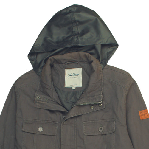 John Baner Men's Brown Hooded Cotton Parka Jacket Size 46