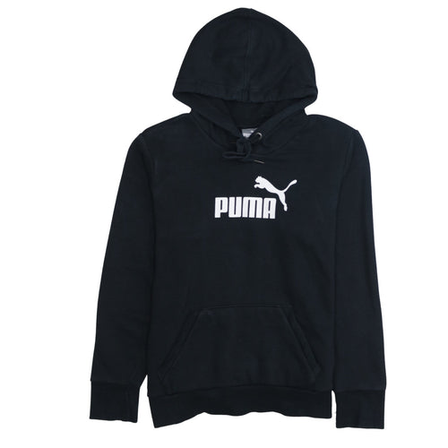 Puma Women's Black Pullover Hoodie Size L Cotton Blend Logo Design