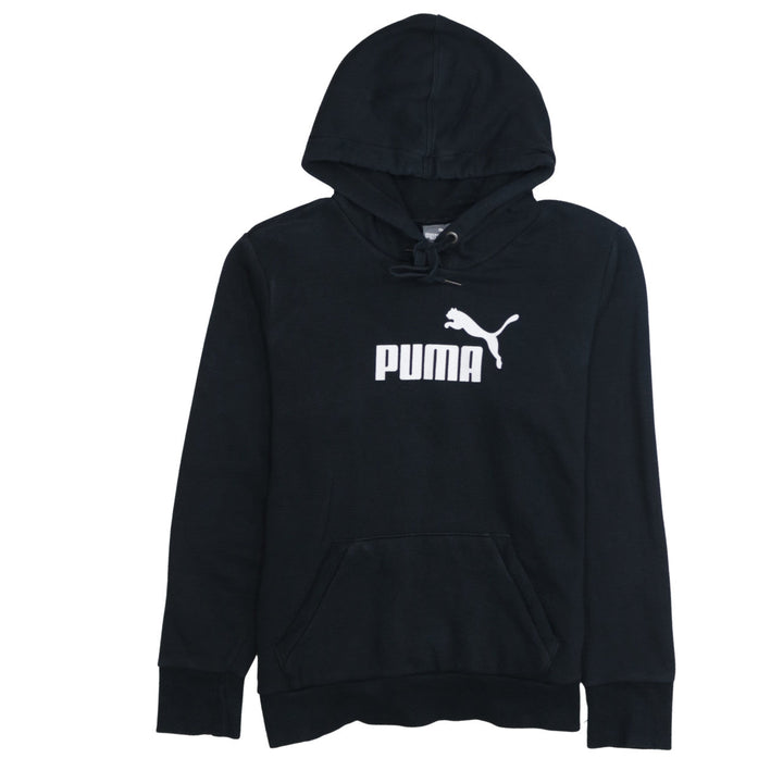 Puma Women's Black Pullover Hoodie Size L Cotton Blend Logo Design