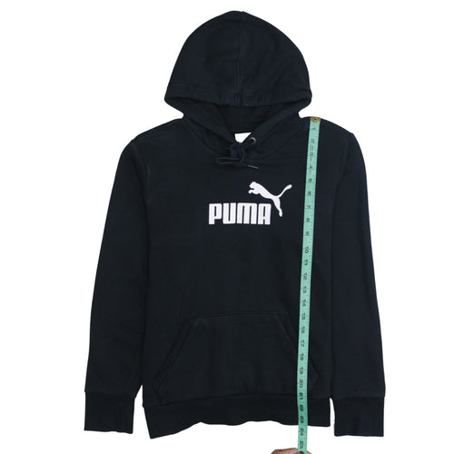 Puma Women's Black Pullover Hoodie Size L Cotton Blend Logo Design