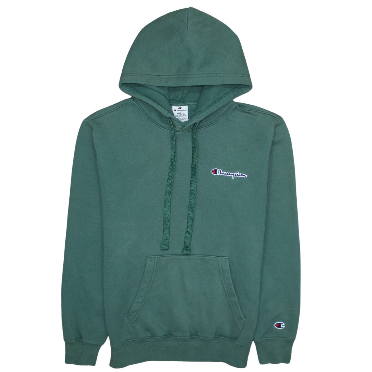 Champion Men's Green Pullover Hoodie Small Embroidered Logo Fleece