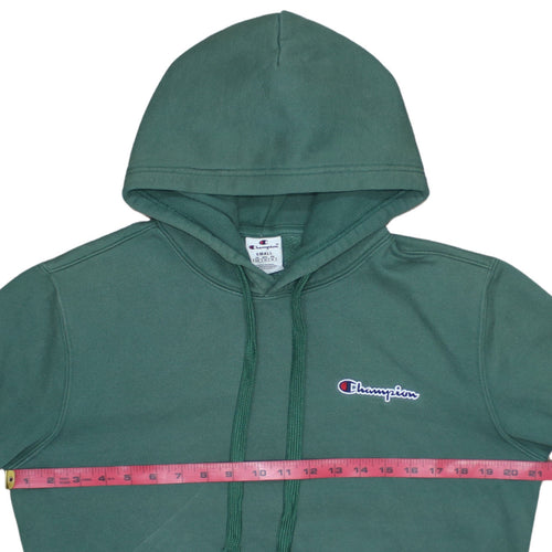 Champion Men's Green Pullover Hoodie Small Embroidered Logo Fleece