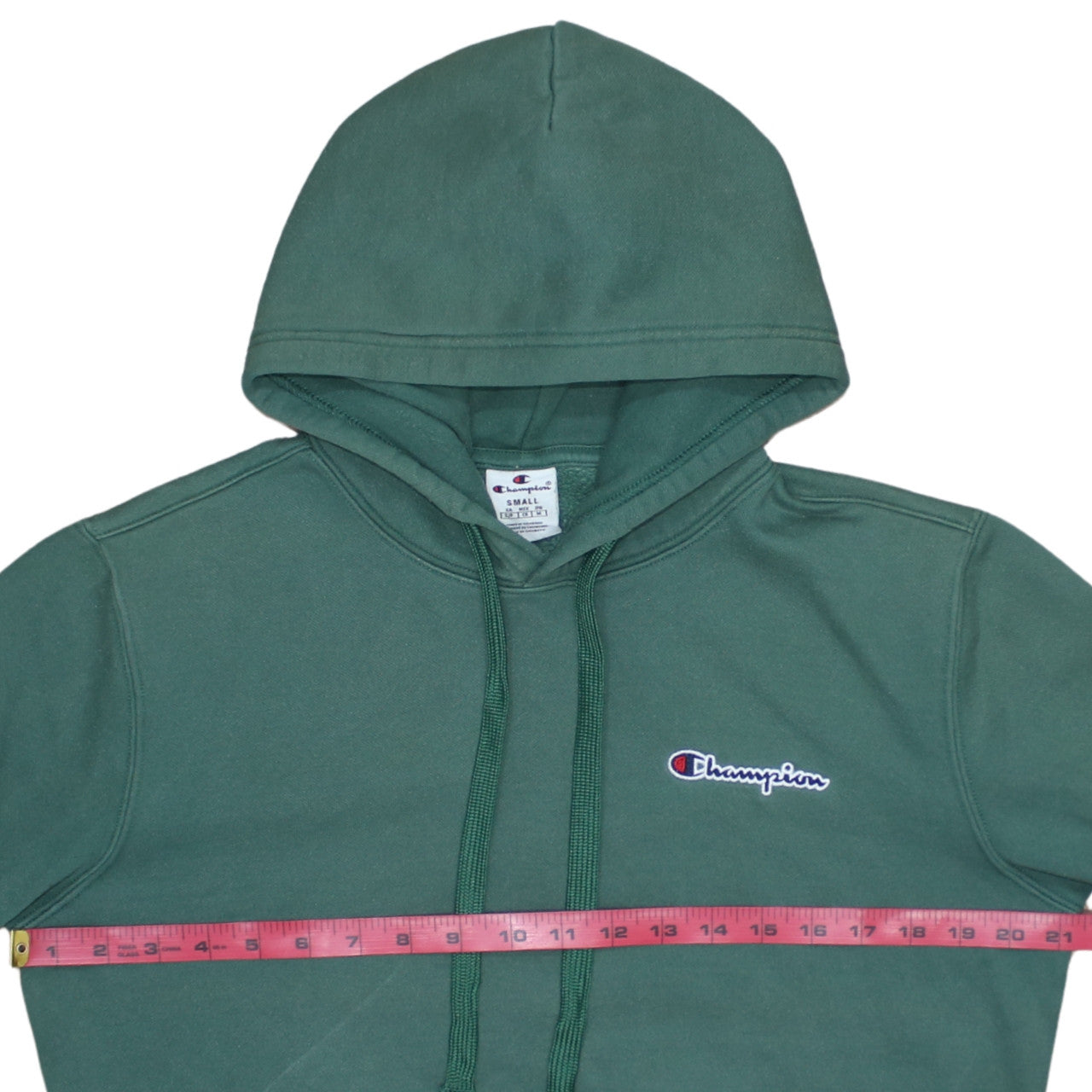 Champion Men's Green Pullover Hoodie Small Embroidered Logo Fleece