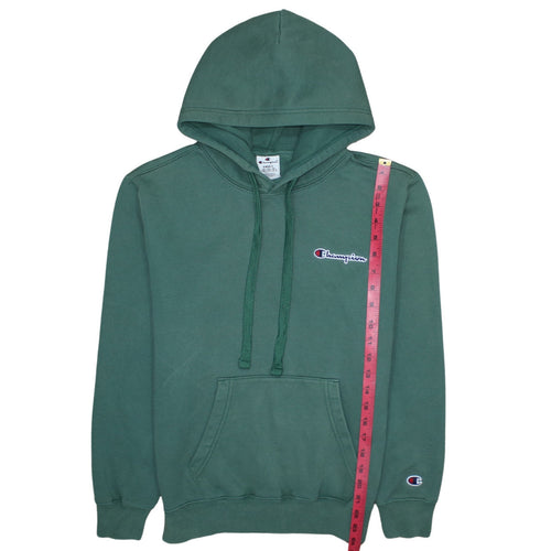 Champion Men's Green Pullover Hoodie Small Embroidered Logo Fleece