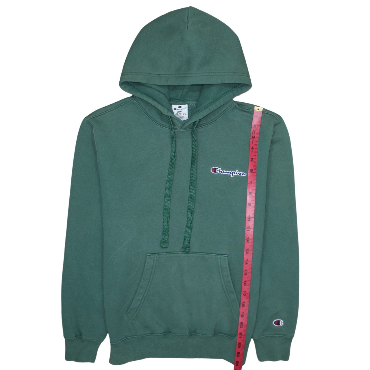 Champion Men's Green Pullover Hoodie Small Embroidered Logo Fleece