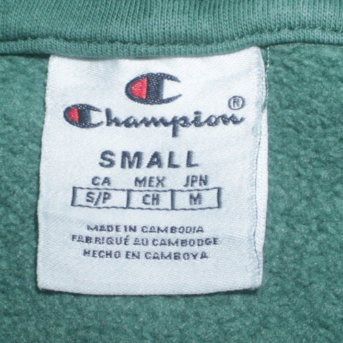 Champion Men's Green Pullover Hoodie Small Embroidered Logo Fleece