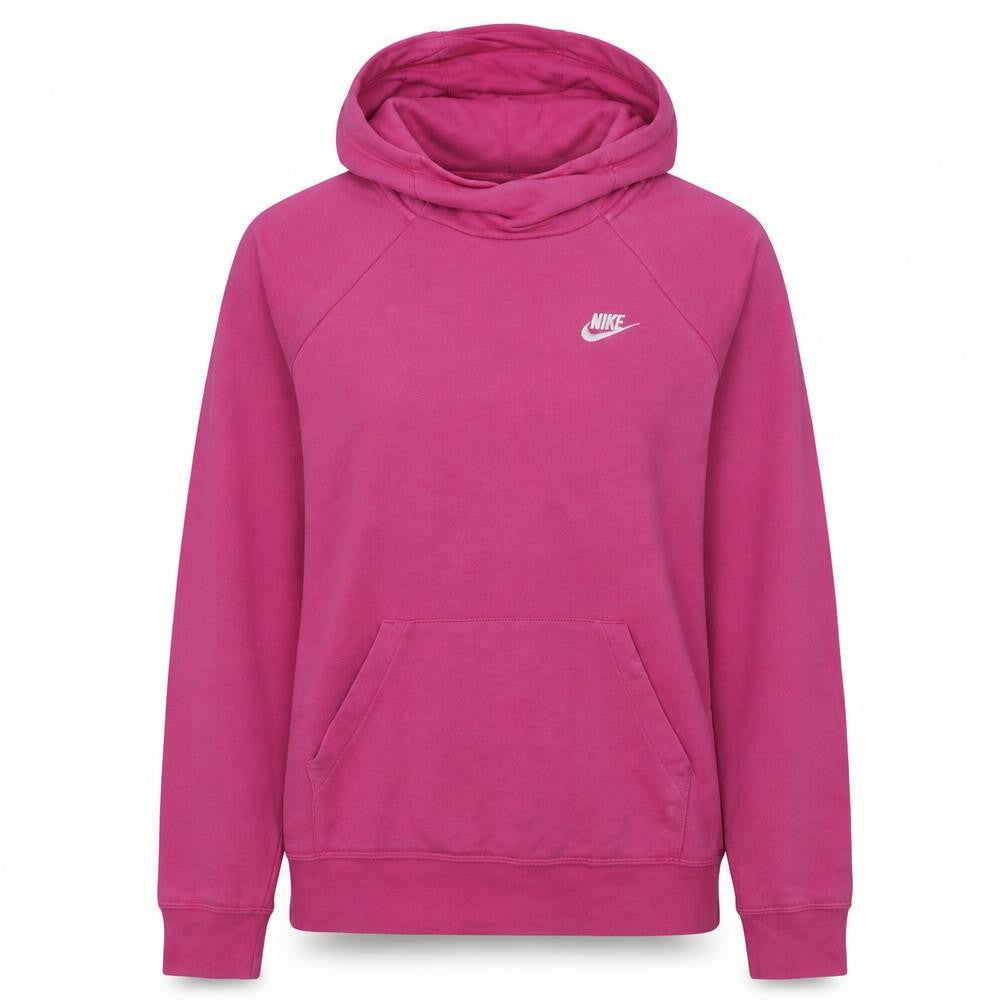 Front view of Nike Women’s Pink Pullover Hoodie Medium Cotton Blend Casual