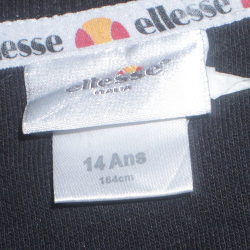 Ellesse Boys Black 14 Years Pullover Sweatshirt with Logo Trim