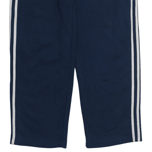 Adidas Men Blue Striped Sweatpants Medium Regular Fit