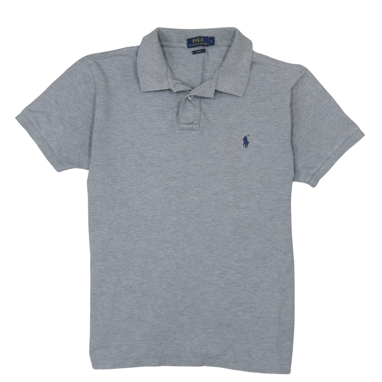 Ralph Lauren Men's Grey Slim Fit Cotton Polo Shirt L