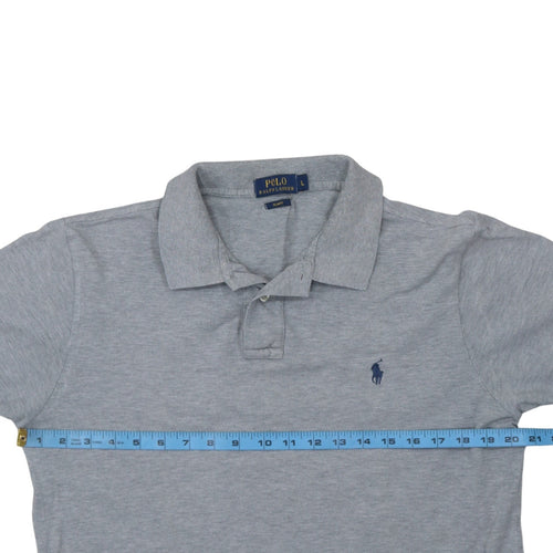 Ralph Lauren Men's Grey Slim Fit Cotton Polo Shirt L