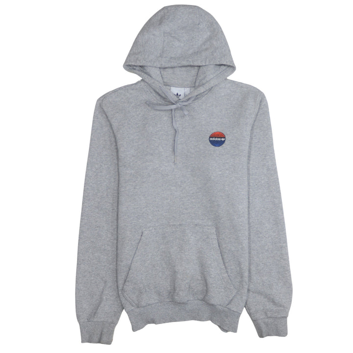 Adidas Men's Grey Pullover Hoodie Small Logo Fleece Sweatshirt