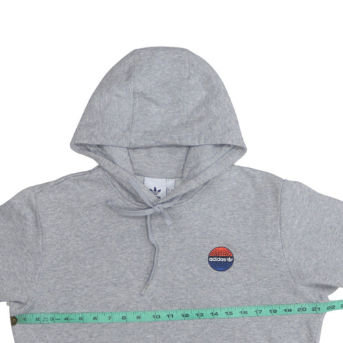 Adidas Men's Grey Pullover Hoodie Small Logo Fleece Sweatshirt