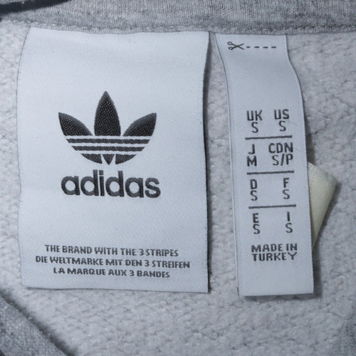 Adidas Men's Grey Pullover Hoodie Small Logo Fleece Sweatshirt