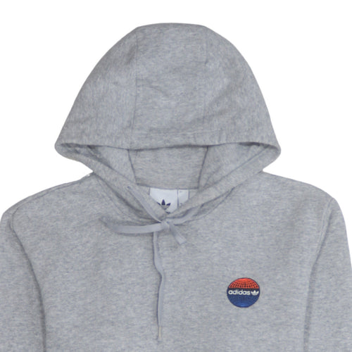 Adidas Men's Grey Pullover Hoodie Small Logo Fleece Sweatshirt