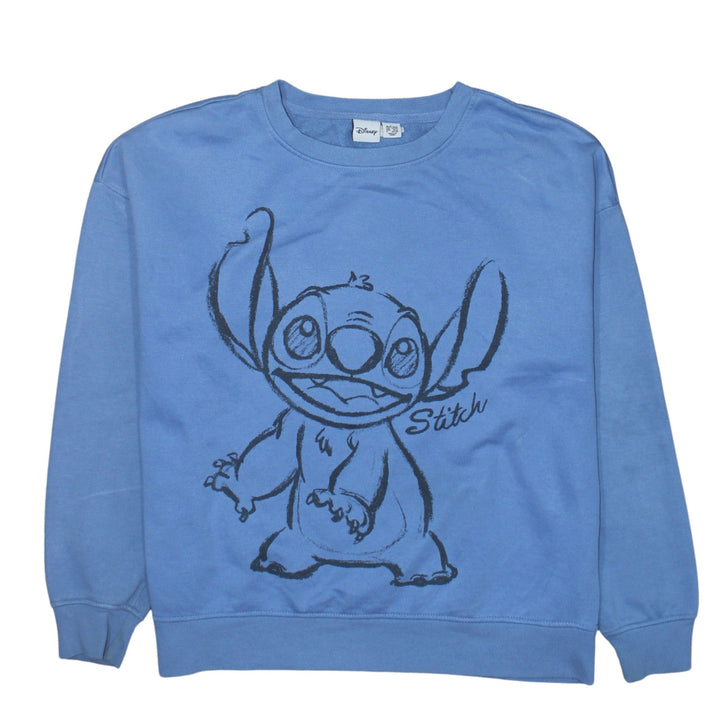Disney Primark Women Blue Stitch Sweatshirt L 14/16 Long Sleeve Crew Neck