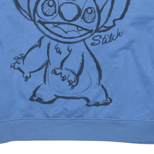 Disney Primark Women Blue Stitch Sweatshirt L 14/16 Long Sleeve Crew Neck