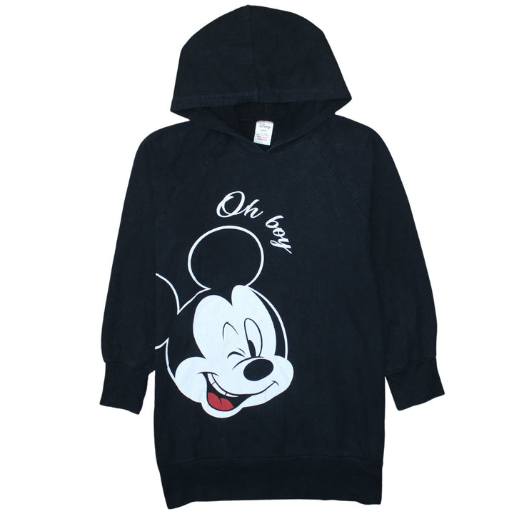 Disney Women’s Black Hoodie Large Mickey Mouse Oh Boy Cotton Pullover