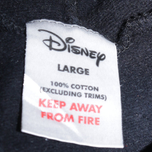 Disney Women’s Black Hoodie Large Mickey Mouse Oh Boy Cotton Pullover