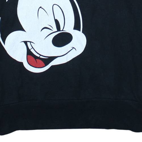 Disney Women’s Black Hoodie Large Mickey Mouse Oh Boy Cotton Pullover