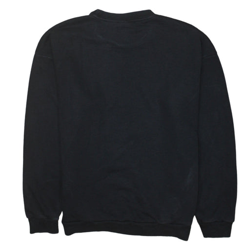 Adidas Womens Black Cotton Pullover Sweatshirt Size 12 Crew Neck Logo Print