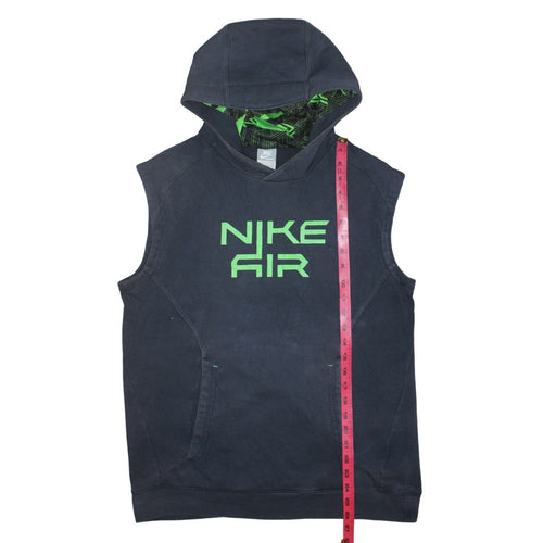 Nike Boys Black Sleeveless Pullover Hoodie XL 158-170cm Graphic Print Cotton Blend