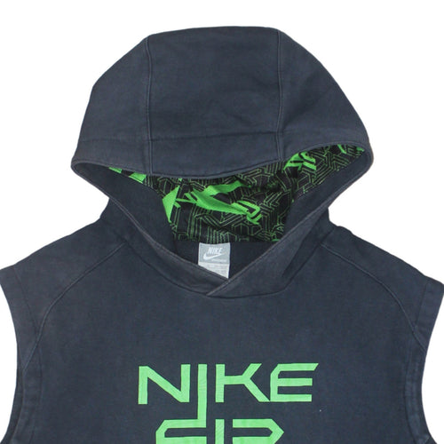 Nike Boys Black Sleeveless Pullover Hoodie XL 158-170cm Graphic Print Cotton Blend