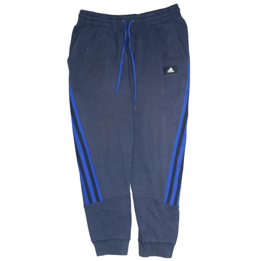 Adidas Men Blue Jogger Sweatpants L Elastic Waist Tapered Fit