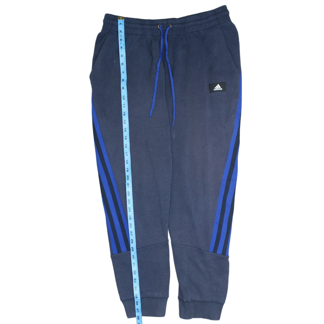 Adidas Men Blue Jogger Sweatpants L Elastic Waist Tapered Fit