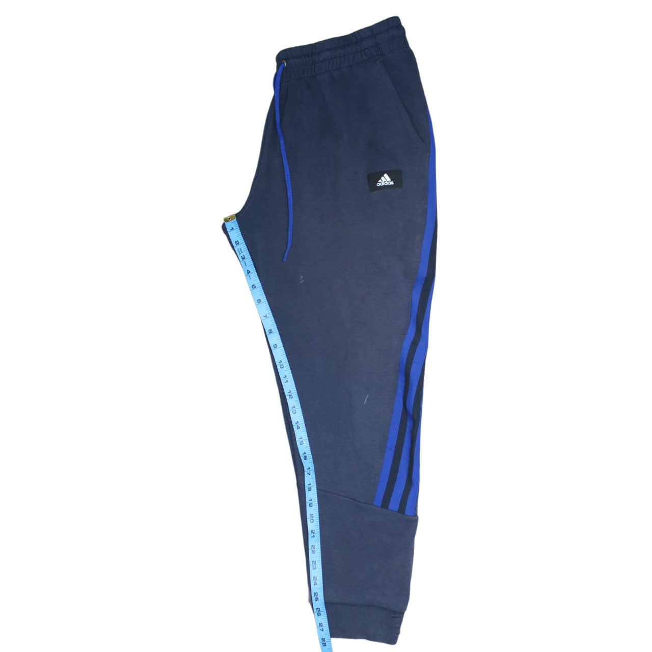 Adidas Men Blue Jogger Sweatpants L Elastic Waist Tapered Fit