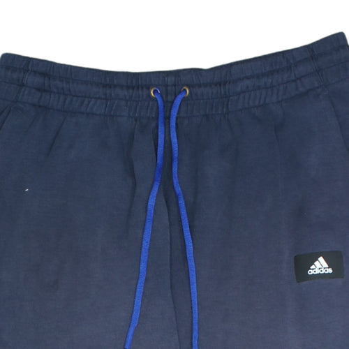 Adidas Men Blue Jogger Sweatpants L Elastic Waist Tapered Fit