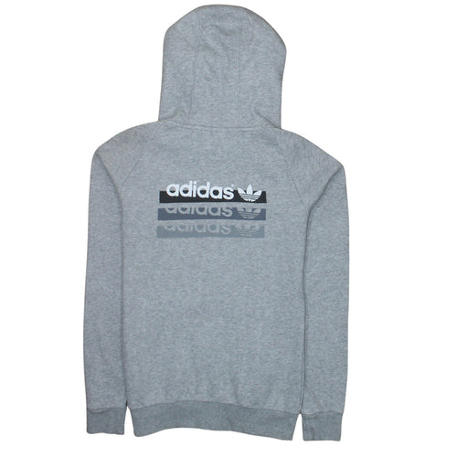 Adidas Womens Grey Full Zip Hoodie Size 8 Classic Fit Logo Print
