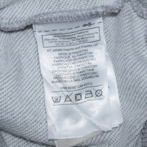 Adidas Womens Grey Full Zip Hoodie Size 8 Classic Fit Logo Print