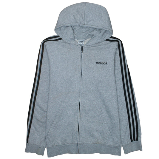Adidas Men's Grey Full Zip Hoodie M Sportswear Hooded Sweatshirt