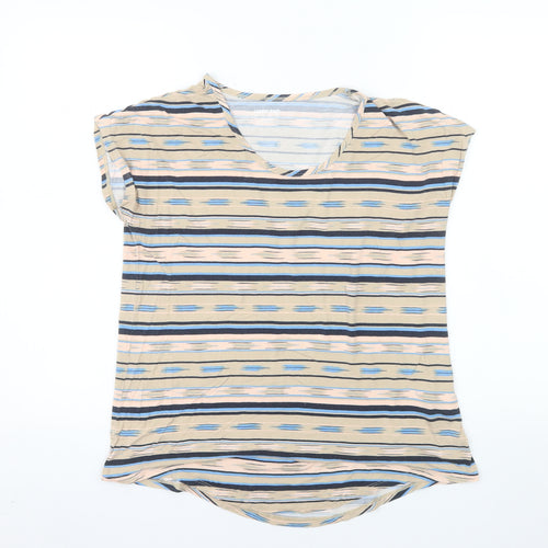 Lands' End Women’s Multicoloured Striped T-Shirt Size S Short Sleeve