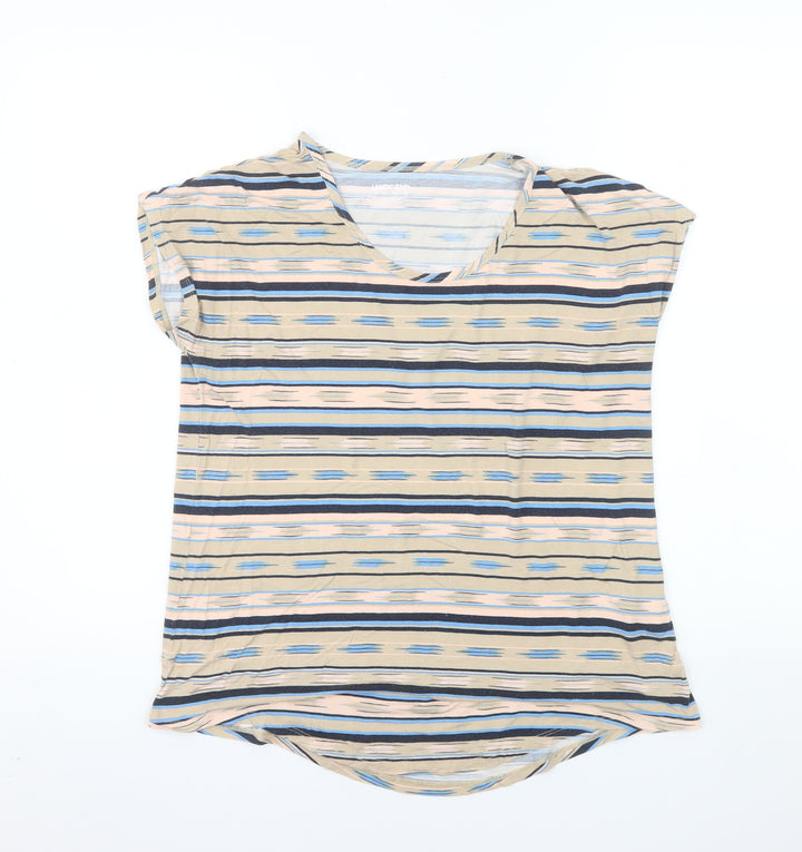 Lands' End Women’s Multicoloured Striped T-Shirt Size S Short Sleeve