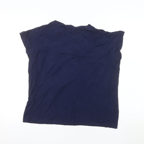 Laura Ashley Women's Blue Viscose Blouse UK 14 V-Neck Short Sleeve