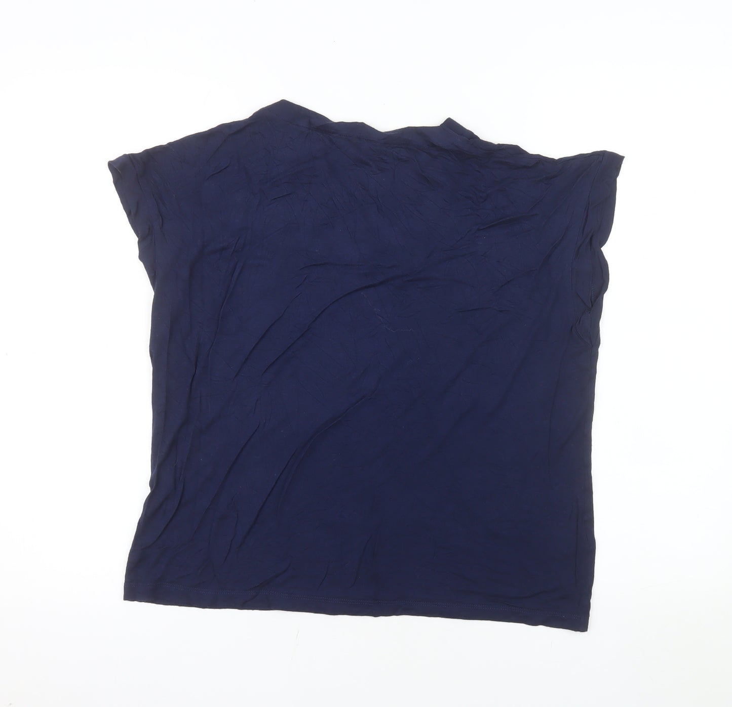 Laura Ashley Women's Blue Viscose Blouse UK 14 V-Neck Short Sleeve