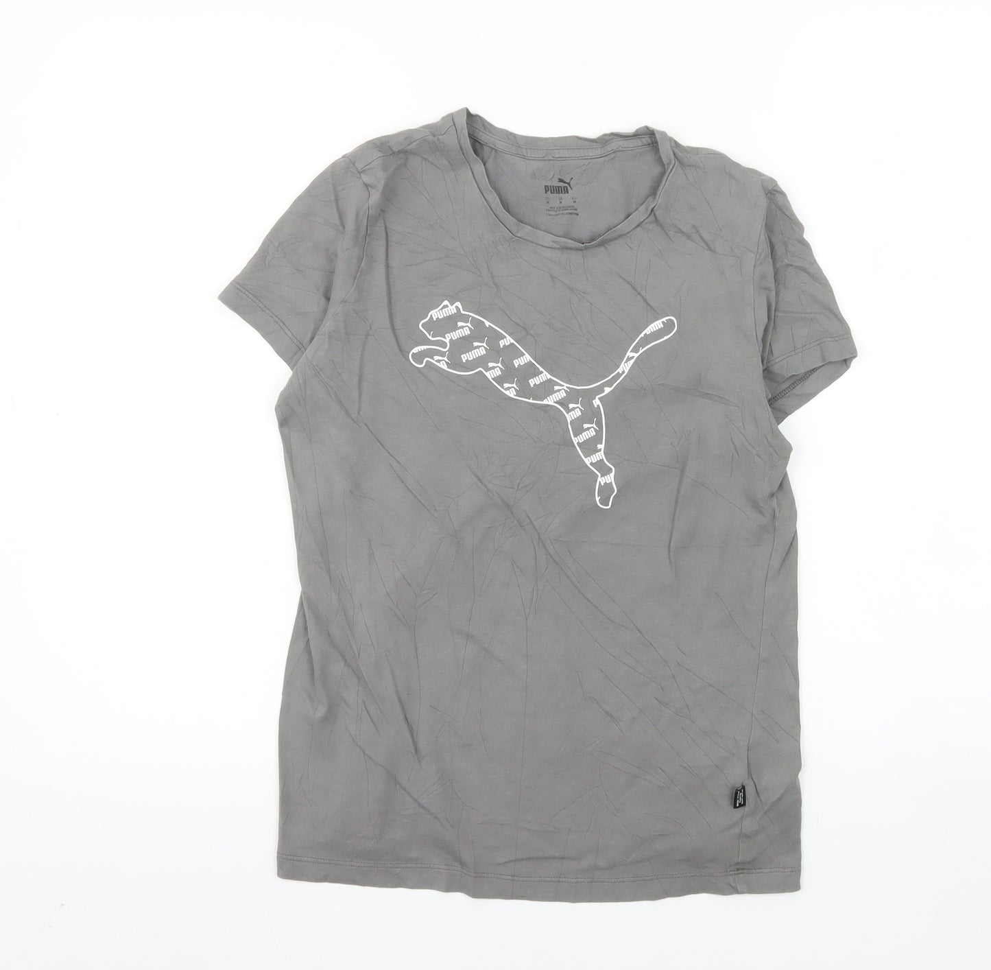 Puma Women's Grey Basic Cotton Crew Neck T-Shirt Size M