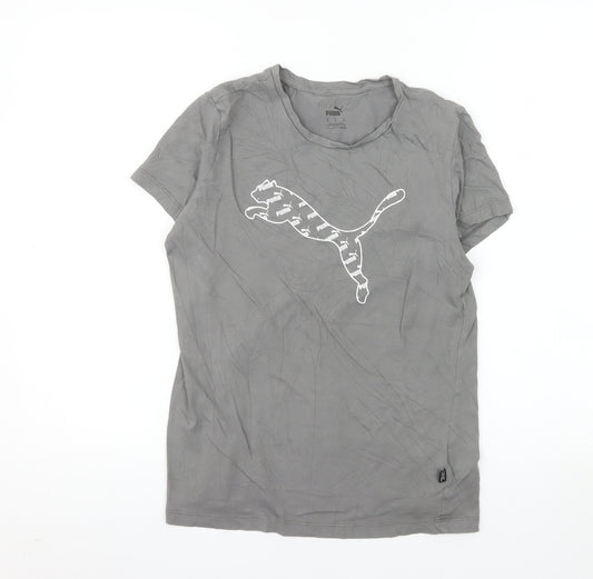 Puma Women's Grey Basic Cotton Crew Neck T-Shirt Size M