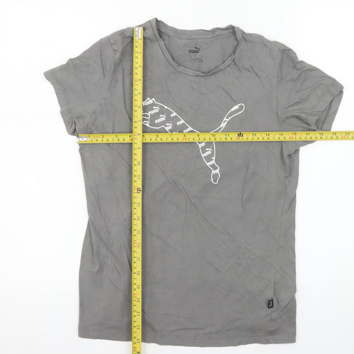 Puma Women's Grey Basic Cotton Crew Neck T-Shirt Size M