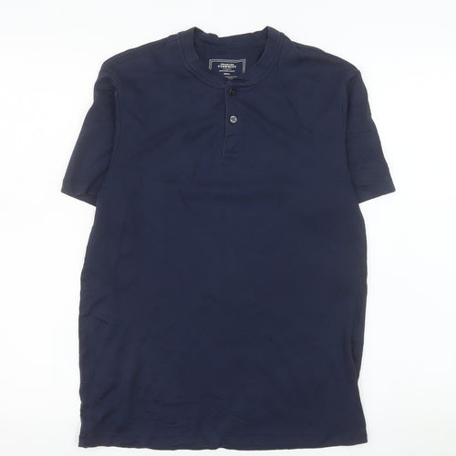 Charles Tyrwhitt Men's Navy Small Short Sleeve Henley Cotton T-Shirt