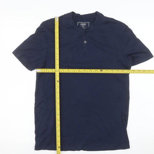 Charles Tyrwhitt Men's Navy Small Short Sleeve Henley Cotton T-Shirt