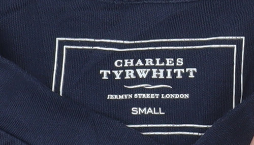 Charles Tyrwhitt Men's Navy Small Short Sleeve Henley Cotton T-Shirt