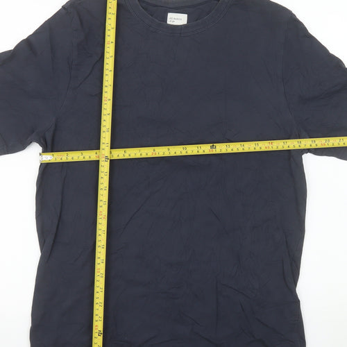 Les Basics Men's Navy Crew Neck Cotton T-Shirt Size Large