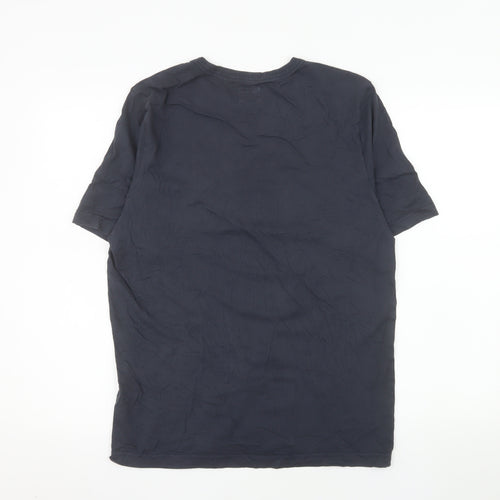 Les Basics Men's Navy Crew Neck Cotton T-Shirt Size Large