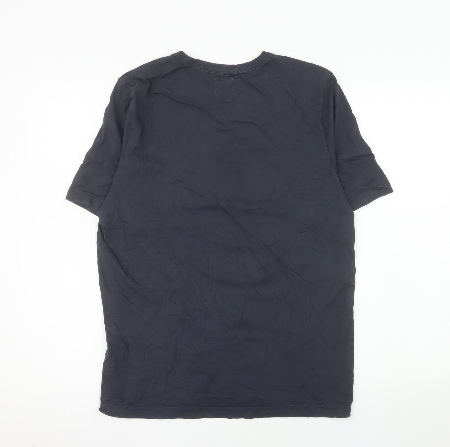 Les Basics Men's Navy Crew Neck Cotton T-Shirt Size Large