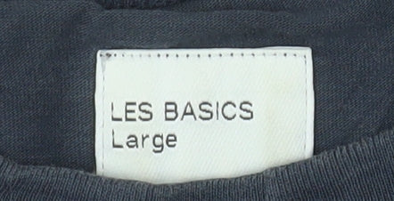 Les Basics Men's Navy Crew Neck Cotton T-Shirt Size Large