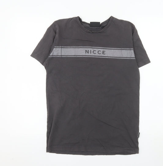 Nicce Men's Grey Short Sleeve Crew Neck Cotton T-Shirt Size S